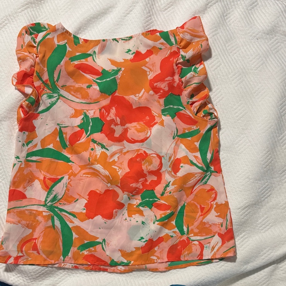 Floral Ruffle Sleeve Top - Picture 3 of 3